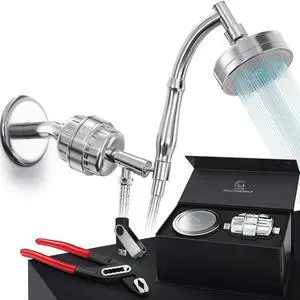Handheld Shower Head with Filter, 15+2 Stage, Chrome shower head, 15+2 stage filtration, Vitamin C and E infusion, high pressure, spa effect, handheld, hose included Handheld Shower Head with Filter, 15+2 Stage, Chrome shower head, 15+2 stage filtration, Vitamin C and E infusion, high pressure, spa effect, handheld, hose included