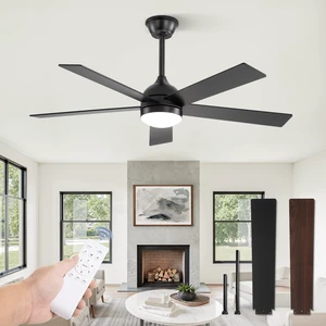48 Inch Ceiling Fan with Light and Remote, Black 5 Blades Ceiling Fans with Lights, Quiet DC Motor, 6 Speeds, 3CCT Adjustable LED, for Bedroom Living Room Kitchen Patio 48 Inch Ceiling Fan with Light and Remote, Black 5 Blades Ceiling Fans with Lights, Quiet DC Motor, 6 Speeds, 3CCT Adjustable LED, for Bedroom Living Room Kitchen Patio