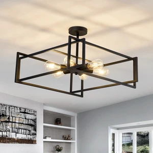 6-Lights Close to Ceiling Light 22.83 Inch Black Light Fixture Industrial Flush Mount Ceiling Large Farmhouse Chandelier Lighting for Kitchen Island Dining Room Bedroom Foyer Hallway 6-Lights Close to Ceiling Light 22.83 Inch Black Light Fixture Industrial Flush Mount Ceiling Large Farmhouse Chandelier Lighting for Kitchen Island Dining Room Bedroom Foyer Hallway