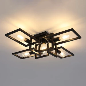 Black Industrial Semi Flush Mount Ceiling Light 5-Light Kitchen Light Fixtures Modern Large Matte Sputnik Chandelier for Dining Room Bedroom Farmhouse Living Room Black Industrial Semi Flush Mount Ceiling Light 5-Light Kitchen Light Fixtures Modern Large Matte Sputnik Chandelier for Dining Room Bedroom Farmhouse Living Room