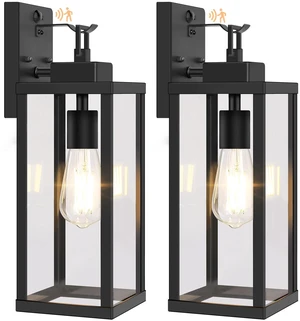 2-Pack 16 Upgraded Motion Sensor Outdoor Wall Lights, Black Auto ON/OFF, 3 Lighting Modes, Waterproof, Rust-Resistant, Durable Metal & Clear Glass, Standard E26 Sockets, Easy to Install 2-Pack 16 Upgraded Motion Sensor Outdoor Wall Lights, Black Auto ON/OFF, 3 Lighting Modes, Waterproof, Rust-Resistant, Durable Metal & Clear Glass, Standard E26 Sockets, Easy to Install