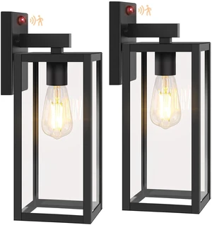 2-Pack 15 Upgraded Motion Sensor Outdoor Wall Lights, Black Auto ON/OFF, 3 Lighting Modes, Waterproof, Rust-Resistant, Durable Metal & Clear Glass, Standard E26 Sockets, Easy to Install 2-Pack 15 Upgraded Motion Sensor Outdoor Wall Lights, Black Auto ON/OFF, 3 Lighting Modes, Waterproof, Rust-Resistant, Durable Metal & Clear Glass, Standard E26 Sockets, Easy to Install