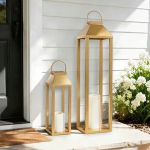 Large Outdoor Solar Lanterns Waterproof, Tall Farmhouse Black Metal Decorative Lanterns Solar Lights Outdoor for Front Porch Decor Outdoor Patio, Garden, Balcony, Porch, 27.6",16.3"-Set of 2 Gold Large Outdoor Solar Lanterns Waterproof, Tall Farmhouse Black Metal Decorative Lanterns Solar Lights Outdoor for Front Porch Decor Outdoor Patio, Garden, Balcony, Porch, 27.6",16.3"-Set of 2 Gold