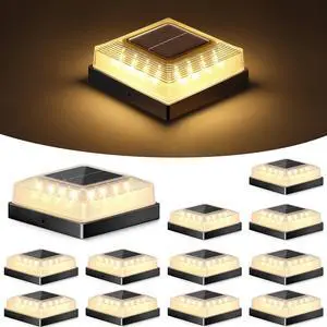 3.5x3.5 4x4 Solar Post Cap Light Outdoor 12-Pack Black 3 Lighting Modes, IP65 Waterproof, for Wooden/Vinyl Posts, Outdoor, for Garden, Patio, Fence, Deck 3.5x3.5 4x4 Solar Post Cap Light Outdoor 12-Pack Black 3 Lighting Modes, IP65 Waterproof, for Wooden/Vinyl Posts, Outdoor, for Garden, Patio, Fence, Deck