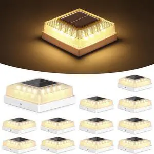 3.5x3.5 4x4 Solar Post Cap Light Outdoor 12-Pack White 3 Lighting Modes, IP65 Waterproof, for Wooden/Vinyl Posts, Outdoor, for Garden, Patio, Fence, Deck 3.5x3.5 4x4 Solar Post Cap Light Outdoor 12-Pack White 3 Lighting Modes, IP65 Waterproof, for Wooden/Vinyl Posts, Outdoor, for Garden, Patio, Fence, Deck