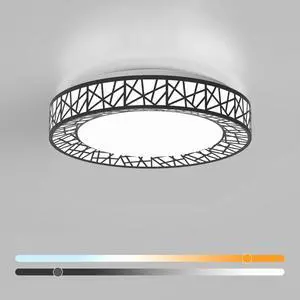 14 Inch Bird's Nest Flush Mount Ceiling Light, 24W, 5CCT 2700K-6500K Selectable, Modern LED Ceiling Light Fixture, Dimmable, for Bedroom, Kitchen, Closet, Black, ETL Listed 14 Inch Bird's Nest Flush Mount Ceiling Light, 24W, 5CCT 2700K-6500K Selectable, Modern LED Ceiling Light Fixture, Dimmable, for Bedroom, Kitchen, Closet, Black, ETL Listed
