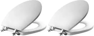 844CP 000 Edgewater Toilet Seat with Chrome Hinges will Never Come Loose, ROUND, Durable Enameled Wood, White (Pack of 2) 844CP 000 Edgewater Toilet Seat with Chrome Hinges will Never Come Loose, ROUND, Durable Enameled Wood, White (Pack of 2)