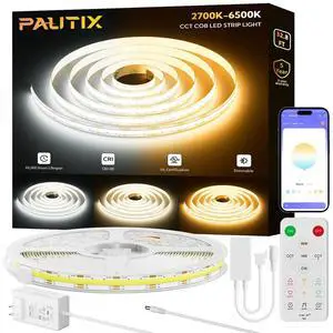 COB LED Strip Light White CCT Tunable 32.8ft/10m,UL-Listed 6400LEDs Dimmable 2700K-6500K CRI90+ 24V LED Tape Light Kit with APP Control/Music Mode,for Under Cabinet Bedroom Kitchen DIY Lighting COB LED Strip Light White CCT Tunable 32.8ft/10m,UL-Listed 6400LEDs Dimmable 2700K-6500K CRI90+ 24V LED Tape Light Kit with APP Control/Music Mode,for Under Cabinet Bedroom Kitchen DIY Lighting