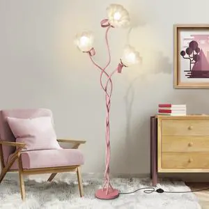 Flower Standing Lamp for Bedroom, Cute Corner Floor Lamp with Flexible Gooseneck, 3 Light Floor Reading Lamp with 3 Color Temperatures, Bulbs Included, Tall Floor Lamp for Living Room Corner(Pink) Flower Standing Lamp for Bedroom, Cute Corner Floor Lamp with Flexible Gooseneck, 3 Light Floor Reading Lamp with 3 Color Temperatures, Bulbs Included, Tall Floor Lamp for Living Room Corner(Pink)