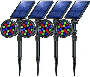 Solar Spot Lights Outdoor, 9 Color Modes, 18 LED Spotlight, 600LM Landscape Lights, Solar Powered for Garden, Yard, Driveway, Tree, Christmas, Halloween Decor (4 Pack) Solar Spot Lights Outdoor, 9 Color Modes, 18 LED Spotlight, 600LM Landscape Lights, Solar Powered for Garden, Yard, Driveway, Tree, Christmas, Halloween Decor (4 Pack)