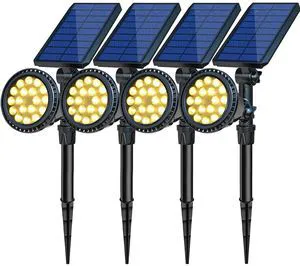 Solar Spotlights, 18 LED Solar Lights Outdoor Waterproof, 2 Mode Soft Warm White Landscape Lighting Auto On/Off Spot Lights for Flag Pole Garden Yard Tree Driveway Pool, 4 Pack Solar Spotlights, 18 LED Solar Lights Outdoor Waterproof, 2 Mode Soft Warm White Landscape Lighting Auto On/Off Spot Lights for Flag Pole Garden Yard Tree Driveway Pool, 4 Pack