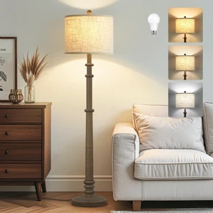 Floor Lamps for Living Room - 60" Farmhouse Floor Lamp with Adjustable Color Temperatures - Vintage Standing Lamp Reading Light with Linen Shade Retro Tall Lamp for Bedroom Office, Grey Floor Lamps for Living Room - 60" Farmhouse Floor Lamp with Adjustable Color Temperatures - Vintage Standing Lamp Reading Light with Linen Shade Retro Tall Lamp for Bedroom Office, Grey