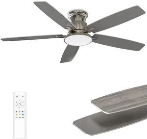 Flush Mount Ceiling Fan with Light, 52 Inch, Remote Control, 3CCT Dimmable LED, 6-Speed Silent Reversible DC Motor, Low Profile Hugger Ceiling Fan for Indoor/Outdoor 90-264V 50/60Hz Brushed Nickel Flush Mount Ceiling Fan with Light, 52 Inch, Remote Control, 3CCT Dimmable LED, 6-Speed Silent Reversible DC Motor, Low Profile Hugger Ceiling Fan for Indoor/Outdoor 90-264V 50/60Hz Brushed Nickel