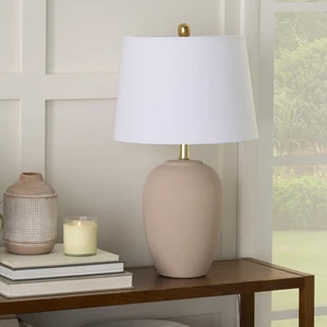 Home 23" Light Pink Ceramic Jar Table Lamp for Bedroom, Living Room, Dining Office, with White Shade (Pack of 1) Home 23" Light Pink Ceramic Jar Table Lamp for Bedroom, Living Room, Dining Office, with White Shade (Pack of 1)