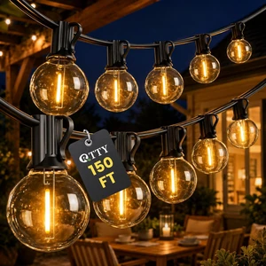 150FT Outdoor String Lights, 75+2 G40 LED Bulbs, Dimmable Patio Lights Waterproof 2700K Warm white bulbs,energy-efficient connectable design for backyard parties, weddings, decks, patios and cafes 150FT Outdoor String Lights, 75+2 G40 LED Bulbs, Dimmable Patio Lights Waterproof 2700K Warm white bulbs,energy-efficient connectable design for backyard parties, weddings, decks, patios and cafes