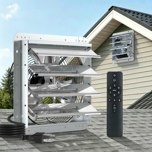 18" Shutter Exhaust Fan, Remote 9-Speed 56W EC Motor, 2300 CFM Energy-Efficient Wall Mount Ventilation Fan, Workshop, Warehouse, Barn, Greenhouse, Plug&Play 8-Hr Timer, 3-Year Protection 18" Shutter Exhaust Fan, Remote 9-Speed 56W EC Motor, 2300 CFM Energy-Efficient Wall Mount Ventilation Fan, Workshop, Warehouse, Barn, Greenhouse, Plug&Play 8-Hr Timer, 3-Year Protection
