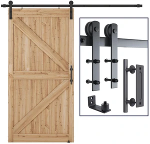 8.2 FT Heavy Duty Sturdy Sliding Barn Door Hardware Kit,Black (Whole Set Includes 1x Pull Handle Set & 1x Floor Guide) Fit 42"-48" Wide Door Panel (I Shape Hanger) 8.2 FT Heavy Duty Sturdy Sliding Barn Door Hardware Kit,Black (Whole Set Includes 1x Pull Handle Set & 1x Floor Guide) Fit 42"-48" Wide Door Panel (I Shape Hanger)