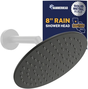 ® Solid Metal 8 Inch Rainfall Shower Head MATTE BLACK - Shower Head Rainfall - 1.75 GPM High Flow Shower Head Optimized for Pressure Large Round Rain Shower Heads ® Solid Metal 8 Inch Rainfall Shower Head MATTE BLACK - Shower Head Rainfall - 1.75 GPM High Flow Shower Head Optimized for Pressure Large Round Rain Shower Heads