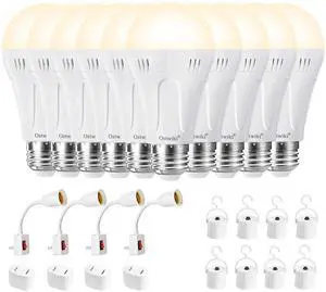 10 Pack A19 Rechargeable Emergency Light Bulbs E26 9W 3000K Warm Emergency Light Bulbs for Power Outage, Battery Backup LED for Lamps, Hurricane Blizzard Use, Outdoor Camping Hiking 10 Pack A19 Rechargeable Emergency Light Bulbs E26 9W 3000K Warm Emergency Light Bulbs for Power Outage, Battery Backup LED for Lamps, Hurricane Blizzard Use, Outdoor Camping Hiking