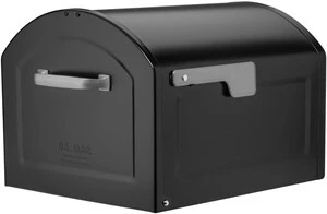 950020B-10 Centennial Postmount Mailbox, XL, Black Galvanized steel build for outside with rust-resistant powder-coat finish and a magnetic door closure. USPS approved 950020B-10 Centennial Postmount Mailbox, XL, Black Galvanized steel build for outside with rust-resistant powder-coat finish and a magnetic door closure. USPS approved