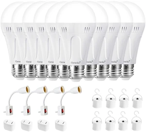 10 Pack Rechargeable Light Bulbs Battery Operated A19 Emergency Light Bulbs for Power Outage Hurricane Blizzard Outdoor Activities E26 9W 6500K Daylight 10 Pack Rechargeable Light Bulbs Battery Operated A19 Emergency Light Bulbs for Power Outage Hurricane Blizzard Outdoor Activities E26 9W 6500K Daylight