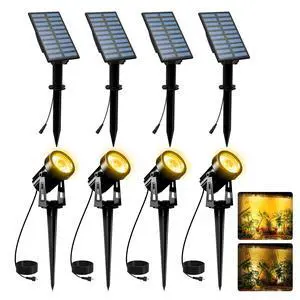 Christmas Solar Landscape Spotlights 4 Pack Warm White 3000K, Spot Lights IP65 Waterproof Outdoor Separated Panel with 9.8ft Cable, Garden Pond Light for Flag Driveway Walkway Patio Halloween Christmas Solar Landscape Spotlights 4 Pack Warm White 3000K, Spot Lights IP65 Waterproof Outdoor Separated Panel with 9.8ft Cable, Garden Pond Light for Flag Driveway Walkway Patio Halloween