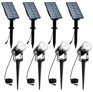 Solar Spot Lights Outdoor White Christmas 4 Pack IP65 Waterproof Landscape Spotlights 6000K Separate Panel with 9.8ft Cable Auto On/Off for Flag Pond Trees Driveway Garden Pathway Halloween Solar Spot Lights Outdoor White Christmas 4 Pack IP65 Waterproof Landscape Spotlights 6000K Separate Panel with 9.8ft Cable Auto On/Off for Flag Pond Trees Driveway Garden Pathway Halloween
