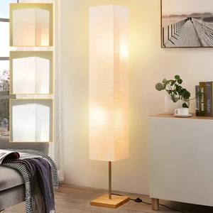 Floor Lamp for Living Room, Standing Lamp for Bedroom Column Tall Lamp Color Temperature Adjustable Corner Floor Lamp With Wood Base and Paper Shade(Bulbs Included) Floor Lamp for Living Room, Standing Lamp for Bedroom Column Tall Lamp Color Temperature Adjustable Corner Floor Lamp With Wood Base and Paper Shade(Bulbs Included)
