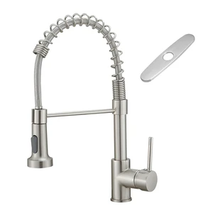 Kitchen Faucets with Deck Plate,Contemporary Single Handle Stainless Steel Brushed Nickel Pull Down Kitchen Sink Faucets Kitchen Faucets with Deck Plate,Contemporary Single Handle Stainless Steel Brushed Nickel Pull Down Kitchen Sink Faucets