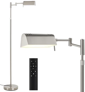 Dimmable LED Pharmacy Floor Lamps, 16W/1500LM Bright Reading Lamp Remote Touch Control, 350°Swing Arm, Adjustable Height, Task Craft Tall Standing Light for Living Room Bedroom Office, Nickel Dimmable LED Pharmacy Floor Lamps, 16W/1500LM Bright Reading Lamp Remote Touch Control, 350°Swing Arm, Adjustable Height, Task Craft Tall Standing Light for Living Room Bedroom Office, Nickel