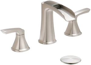 Brushed Nickel Bathroom Faucet 3 Hole, Waterfall 8 Inch Widespread Bathroom Sink Faucet with Pop-up Drain, Two-Handle Faucet for Bathroom Sink Brushed Nickel Bathroom Faucet 3 Hole, Waterfall 8 Inch Widespread Bathroom Sink Faucet with Pop-up Drain, Two-Handle Faucet for Bathroom Sink