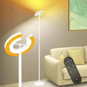 Torchiere Floor Lamp for Bedroom, 75.5 Inch Tall Corner Standing Lamp for Living Room with Rotatable Ring Lights, 36W Bright Dimmable LED Floor Light with Remote Control for Reading Office Torchiere Floor Lamp for Bedroom, 75.5 Inch Tall Corner Standing Lamp for Living Room with Rotatable Ring Lights, 36W Bright Dimmable LED Floor Light with Remote Control for Reading Office