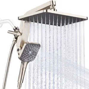 ® 12" XXL Rainfall Shower Head with Handheld Combo, Brushed Nickel High Pressure, Magnetic Docking, Air-Infusion Tech, Anti-Leak One-Piece Design, Dual Square Showerhead ® 12" XXL Rainfall Shower Head with Handheld Combo, Brushed Nickel High Pressure, Magnetic Docking, Air-Infusion Tech, Anti-Leak One-Piece Design, Dual Square Showerhead