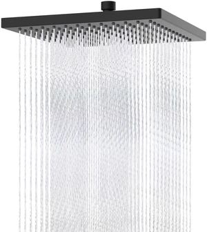 cUPC Certified High Pressure 12'' Rain Shower Head, Matte Black Thickness Metal Showerhead, Square Large Bathroom Rainfall Shower Head, Adjustable Brass Ball, Waterfall Full Body Coverage cUPC Certified High Pressure 12'' Rain Shower Head, Matte Black Thickness Metal Showerhead, Square Large Bathroom Rainfall Shower Head, Adjustable Brass Ball, Waterfall Full Body Coverage