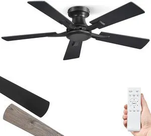 42 Inch Ceiling Fan No Light, Flush Mount Low Profile, Black Modern Without Light, Remote Control, Reversible DC Motor, Quiet Powerful Airflow for Indoor&Outdoor, Bedroom, Living Room 42 Inch Ceiling Fan No Light, Flush Mount Low Profile, Black Modern Without Light, Remote Control, Reversible DC Motor, Quiet Powerful Airflow for Indoor&Outdoor, Bedroom, Living Room