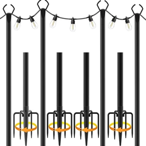 4 Pack String Light Poles,10 Ft Light Poles for Outside String Lights,Outdoor Lights Pole with Fork,Metal Poles Stand for Patio Deck Backyard (10FT 4 Pack) 4 Pack String Light Poles,10 Ft Light Poles for Outside String Lights,Outdoor Lights Pole with Fork,Metal Poles Stand for Patio Deck Backyard (10FT 4 Pack)
