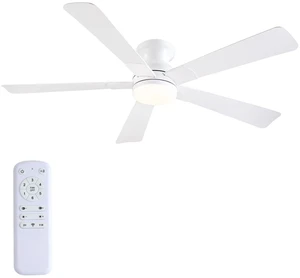 52 inch Ceiling Fans with Lights, White Flush Mount Ceiling Fan with Remote, 3CCT, LED Dimmable, Reversible, 6 Fan Speeds, Quite Low Profile Ceiling Fan with Lights Modern Bedroom Kitchen Indoor 52 inch Ceiling Fans with Lights, White Flush Mount Ceiling Fan with Remote, 3CCT, LED Dimmable, Reversible, 6 Fan Speeds, Quite Low Profile Ceiling Fan with Lights Modern Bedroom Kitchen Indoor