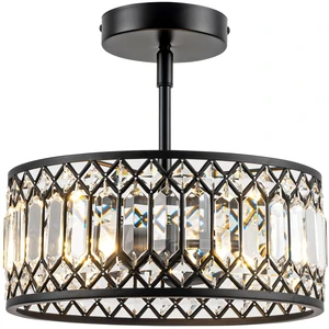 3-Light Crystal Ceiling Light, Modern Semi Flush Mount Light Fixture, Black Crystal Chandelier for Kitchen Bedroom Bathroom Entryway Hallway 3-Light Crystal Ceiling Light, Modern Semi Flush Mount Light Fixture, Black Crystal Chandelier for Kitchen Bedroom Bathroom Entryway Hallway