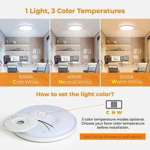 LED Flush Mount Ceiling Light, 12 Inch 24W 3000K/4000K/5000K Hardwire Light Fixture, Ultra Thin Round White Lamp for Kitchen Porch Bedroom Hallway Stairwell Basement, Non-dimmable 1 Pack LED Flush Mount Ceiling Light, 12 Inch 24W 3000K/4000K/5000K Hardwire Light Fixture, Ultra Thin Round White Lamp for Kitchen Porch Bedroom Hallway Stairwell Basement, Non-dimmable 1 Pack
