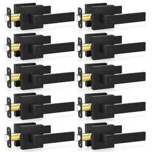 10 Pack Matte Black Door Knobs Interior Door Handles, Privacy Keyless Door Lock for Bedrooms Bathrooms, Heavy Duty Zinc Alloy Square Door Levers, Reversible for Left & Right Handled Doors 10 Pack Matte Black Door Knobs Interior Door Handles, Privacy Keyless Door Lock for Bedrooms Bathrooms, Heavy Duty Zinc Alloy Square Door Levers, Reversible for Left & Right Handled Doors