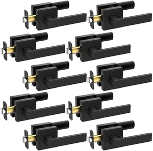 10PK Matte Black Door Handles Interior, Reversible Square Door Levers Knob for Hallway, Bedroom, Bathroom (No Lock, 10PK Passage) 10PK Matte Black Door Handles Interior, Reversible Square Door Levers Knob for Hallway, Bedroom, Bathroom (No Lock, 10PK Passage)