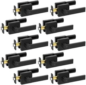 10PK Matte Black Door Handles Interior, Reversible Square Door Levers Knob for Hallway, Bedroom, Bathroom (with Lock, 10PK Privacy) 10PK Matte Black Door Handles Interior, Reversible Square Door Levers Knob for Hallway, Bedroom, Bathroom (with Lock, 10PK Privacy)