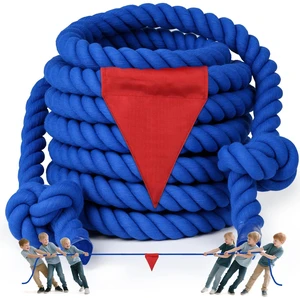 Tug of a War Rope for Kids and Adult 100FT, Tag o War Ropes with Flag for Outdoor, Outside Carnival, Lawn, Field, Team Building Game, Safety Cord for School and Church, Blue Tug of a War Rope for Kids and Adult 100FT, Tag o War Ropes with Flag for Outdoor, Outside Carnival, Lawn, Field, Team Building Game, Safety Cord for School and Church, Blue