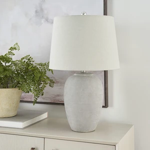 Home 23" Vintage Grey (White Washed) Ceramic Pot Table Lamp for Bedroom, Living Room, Dining, Office, with Grey Shade Home 23" Vintage Grey (White Washed) Ceramic Pot Table Lamp for Bedroom, Living Room, Dining, Office, with Grey Shade