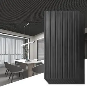 Fluted Slat 3D Wall Panels, Drop Ceiling Tiles, 6-Pack, Black 24" x 48", Lightweight, Break-Proof, Compatible with Grid System, Ideal for Home, Commercial Spaces Fluted Slat 3D Wall Panels, Drop Ceiling Tiles, 6-Pack, Black 24" x 48", Lightweight, Break-Proof, Compatible with Grid System, Ideal for Home, Commercial Spaces