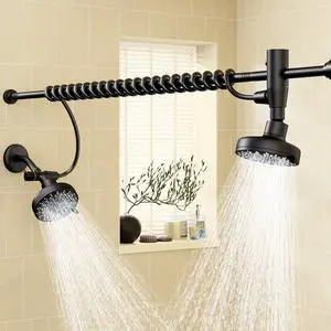Dual Shower Head with Original Adjustable Slider, Double Showerhead, Black High Pressure, Two People, 2 Showerhead System for Couples, Renter-Friendly, SPA-Like, Bathroom Gift for Women Men Dual Shower Head with Original Adjustable Slider, Double Showerhead, Black High Pressure, Two People, 2 Showerhead System for Couples, Renter-Friendly, SPA-Like, Bathroom Gift for Women Men