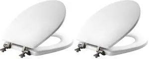 844BN 000 Toilet Seat with Brushed Nickel Hinges will Never Come Loose, ROUND, White, 2 Pack - ROUND 844BN 000 Toilet Seat with Brushed Nickel Hinges will Never Come Loose, ROUND, White, 2 Pack - ROUND