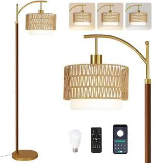 Boho Floor Lamps for Living Room Rattan Floor lamp with Remote Control & 3 Color Temperatures,Vintage Wood Mid Century Modern Standing Lamp Dimmable Tall Floor Lamp for Bedroom Corner Boho Floor Lamps for Living Room Rattan Floor lamp with Remote Control & 3 Color Temperatures,Vintage Wood Mid Century Modern Standing Lamp Dimmable Tall Floor Lamp for Bedroom Corner