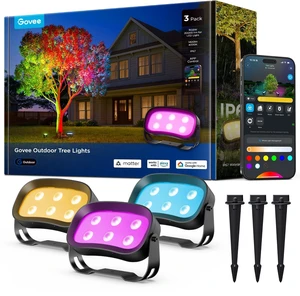 Outdoor Tree Lights 3-Pack, RGBWIC LED Landscape Lighting Outdoor Lights for Yard Garden Patio, 66 Scene Modes for Holiday Party and Event, App Control, Google Assistant, Matter Outdoor Tree Lights 3-Pack, RGBWIC LED Landscape Lighting Outdoor Lights for Yard Garden Patio, 66 Scene Modes for Holiday Party and Event, App Control, Google Assistant, Matter