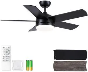 44 Inch Black Ceiling Fan with Light and Remote Control.Noiseless,Dimmable,3CCT,6 Speeds Reversible, DC Ceiling Fans for Indoor or Covered Outdoor Use.ETL Listed 44 Inch Black Ceiling Fan with Light and Remote Control.Noiseless,Dimmable,3CCT,6 Speeds Reversible, DC Ceiling Fans for Indoor or Covered Outdoor Use.ETL Listed